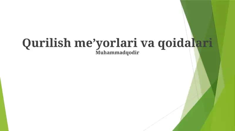 Qurilish meʼyorlari va qoidalari 1