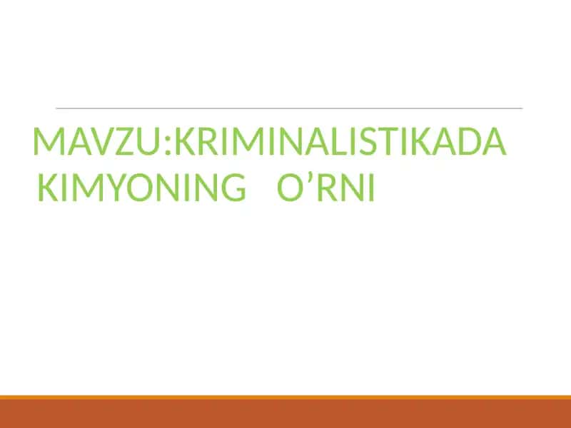 Kriminalistikada kimyoning o'rni 1