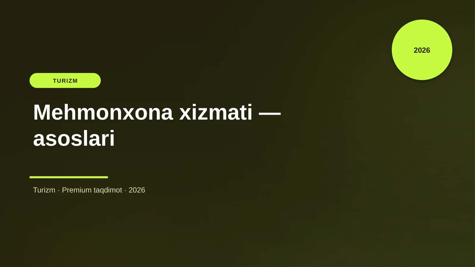 Mehmonxona xizmati — asoslari 1