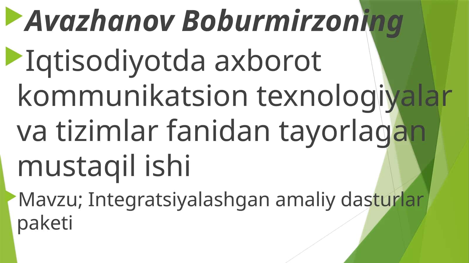 Integratsiyalashgan amaliy dasturlar paketi 1