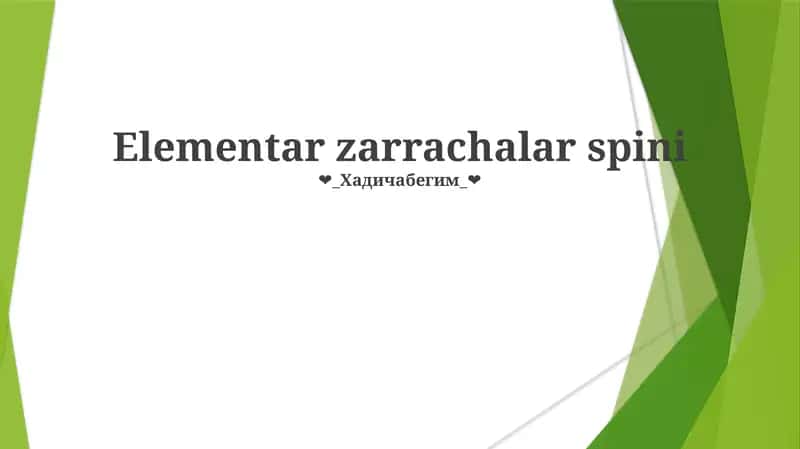 Elementar zarrachalar spini 1
