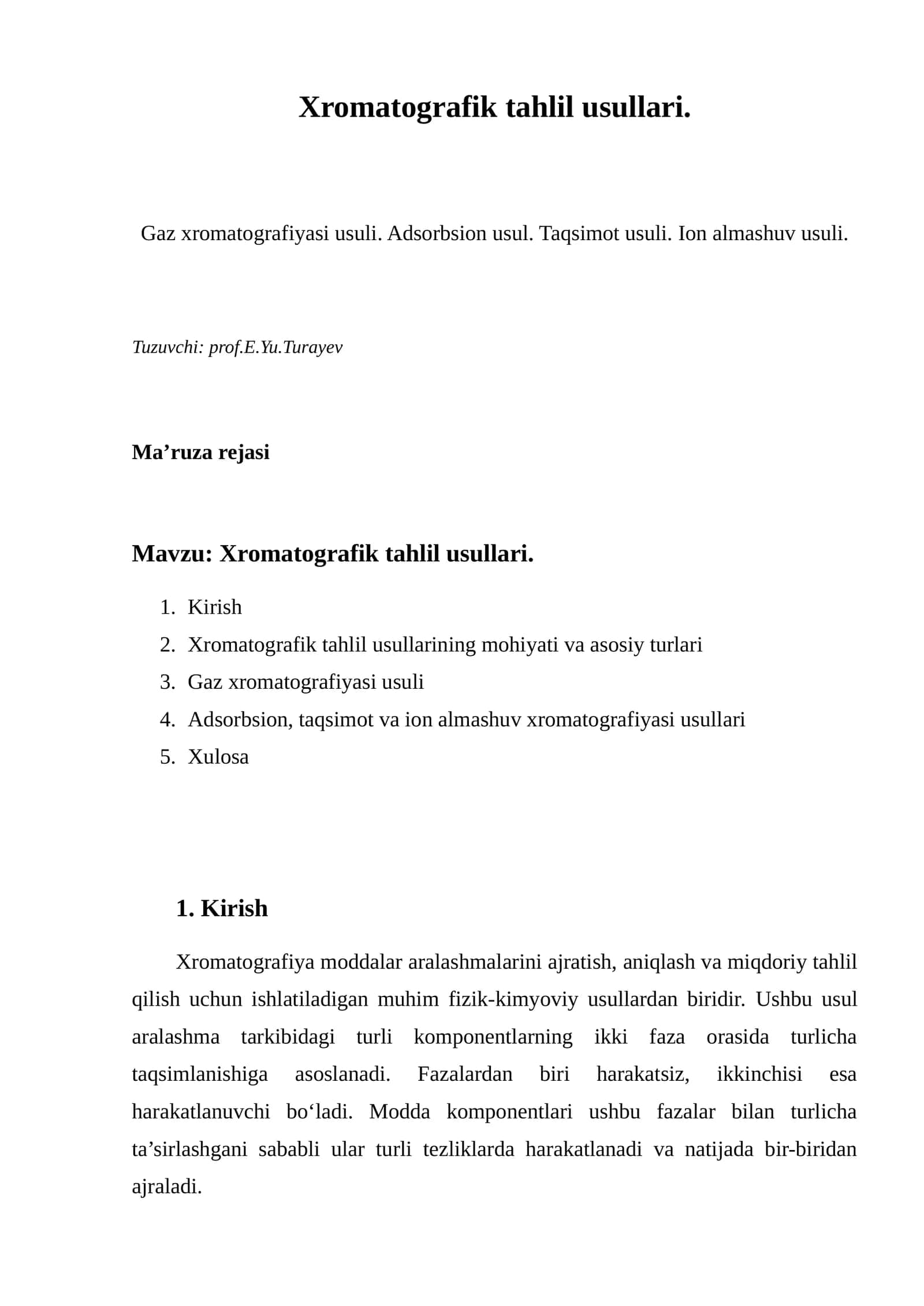 Gaz xromatografiyasi usuli 1