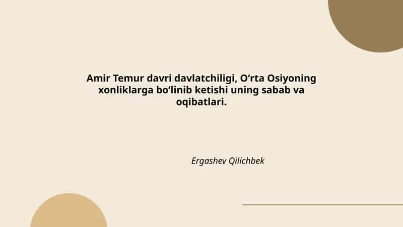 Amir Temur davri davlatchiligi 1