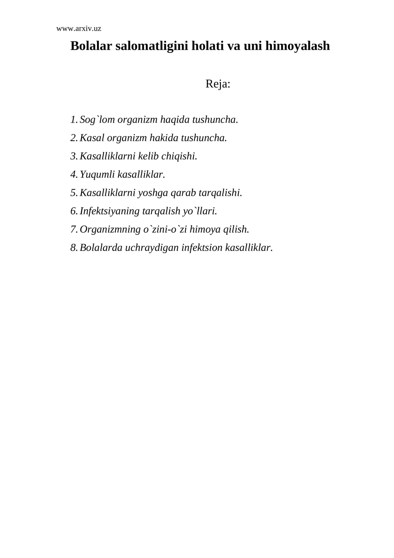 Bolalar salomatligini holati va uni himoyalash 1