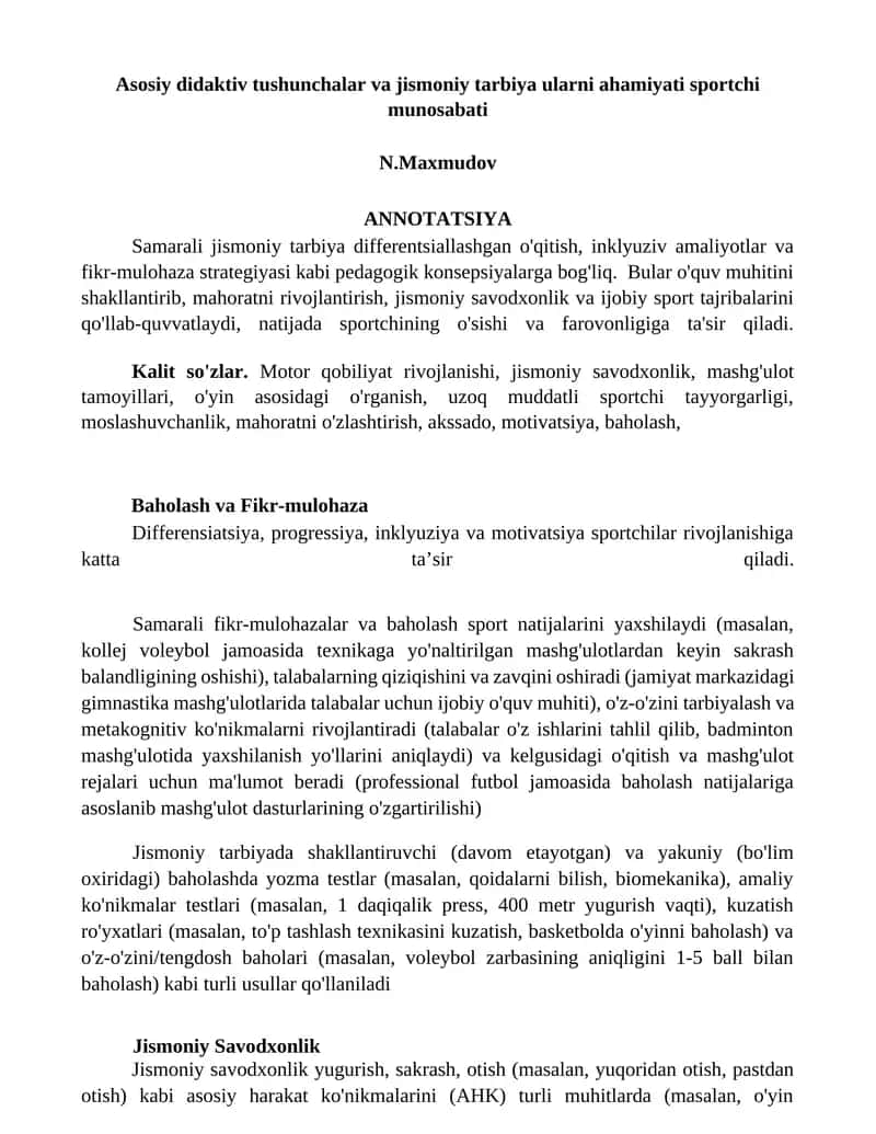 Samarali jismoniy tarbiya differentsiallashgan o'qitish 1