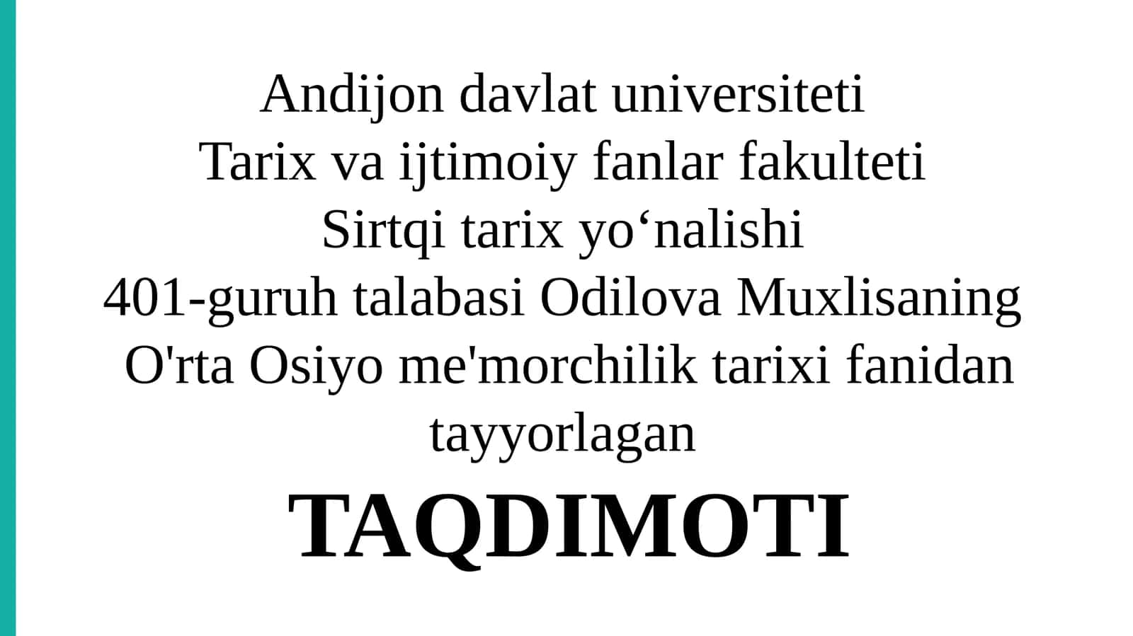 IBTIODIY JAMOA ME'MORCHILIK TARIXI 1