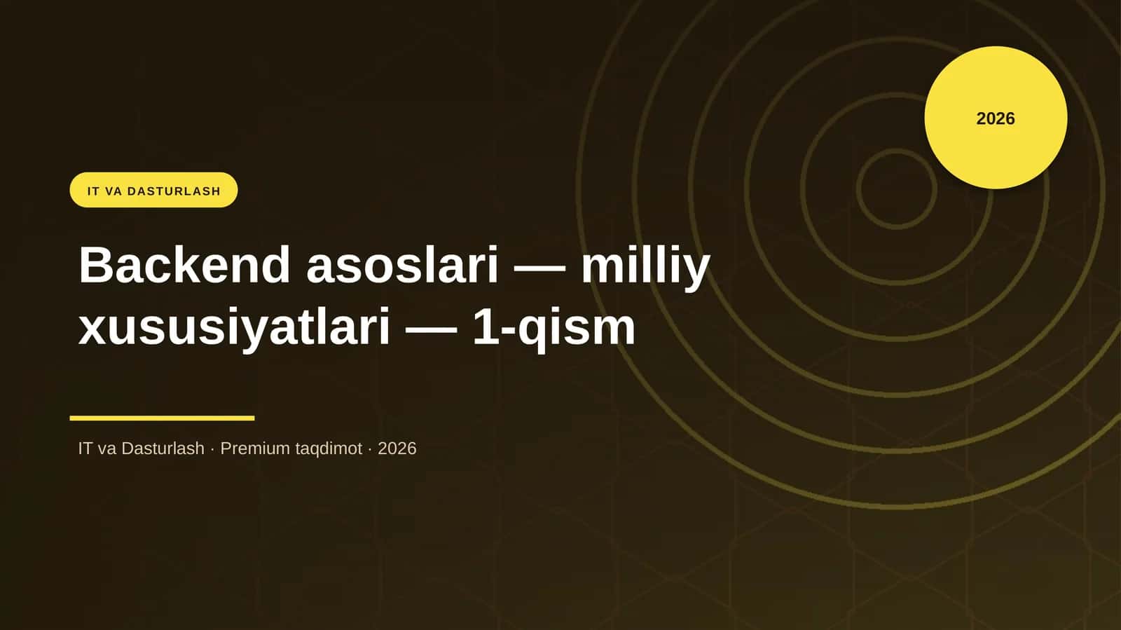 Backend asoslari — milliy xususiyatlari — 1-qism 1