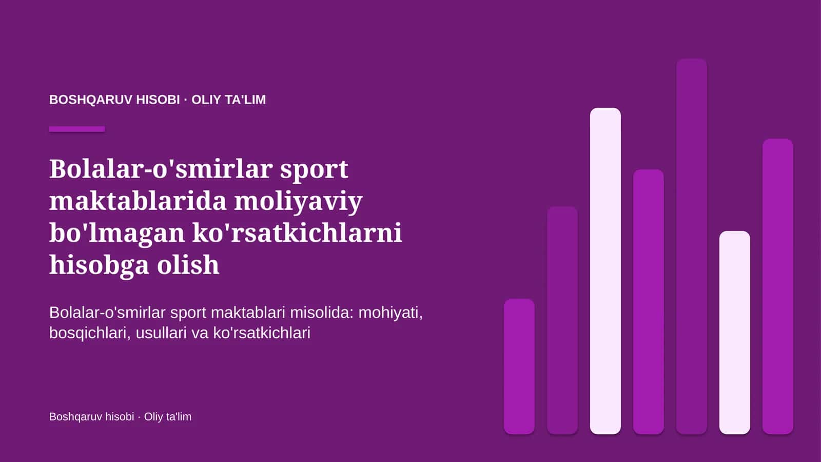 bolalar o'smirlar sport maktablarida moliyaviy bo'lmagan ko'rsatkichlarni hisobga olish 6694 1