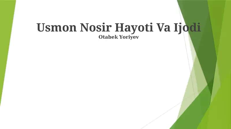 Usmon Nosir Hayoti Va Ijodi 1