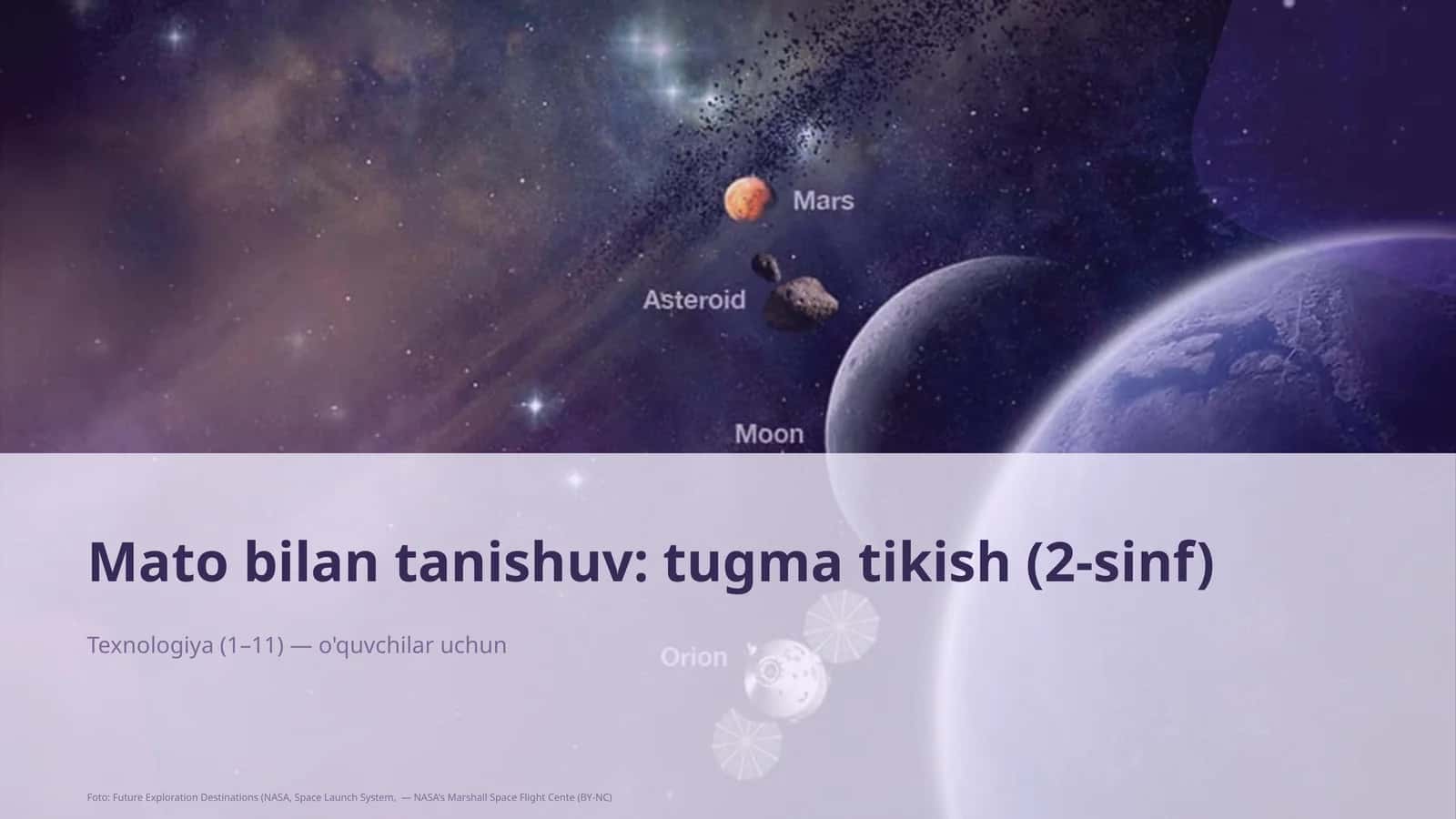 Mato bilan tanishuv: tugma tikish (2-sinf) 1