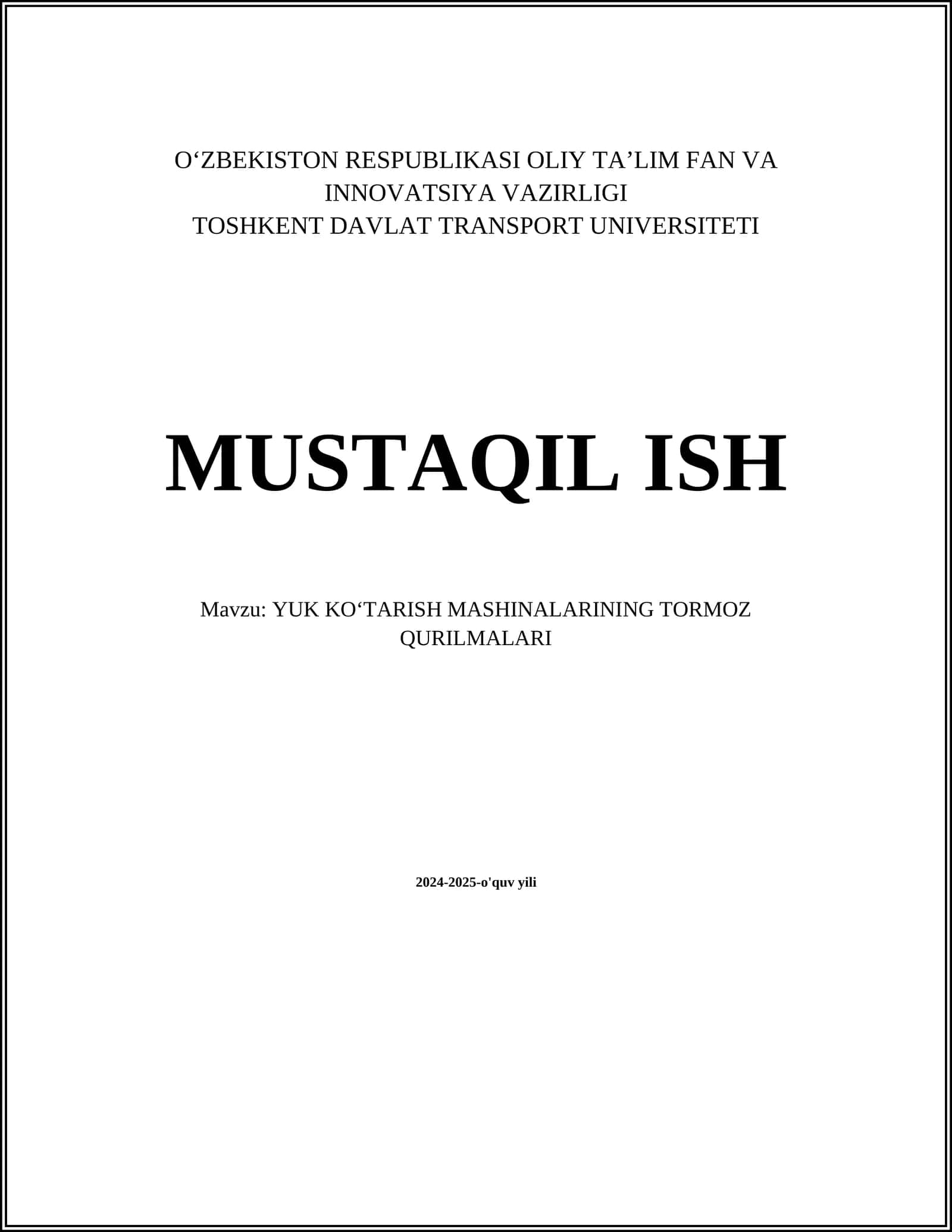 YUK KOʻTARISH MASHINALARINING TORMOZ QURILMALARI 1