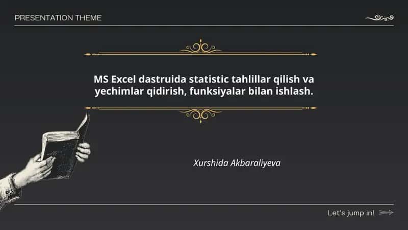 MS Excel dastrisida statistic tahlillar 1