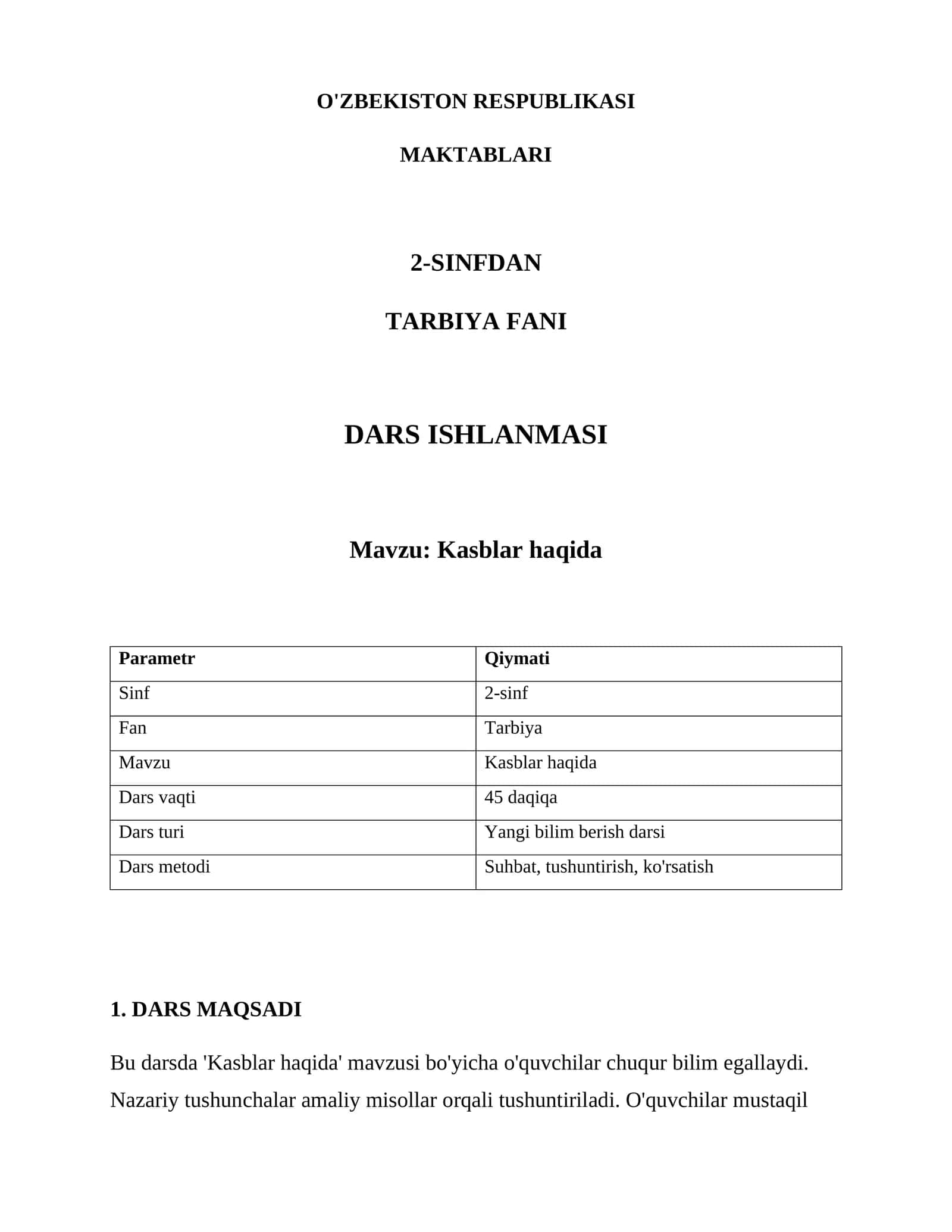 Kasblar haqida 1