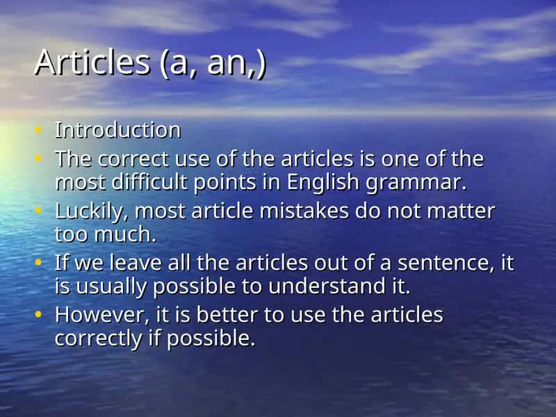 Articles (a, an) 1