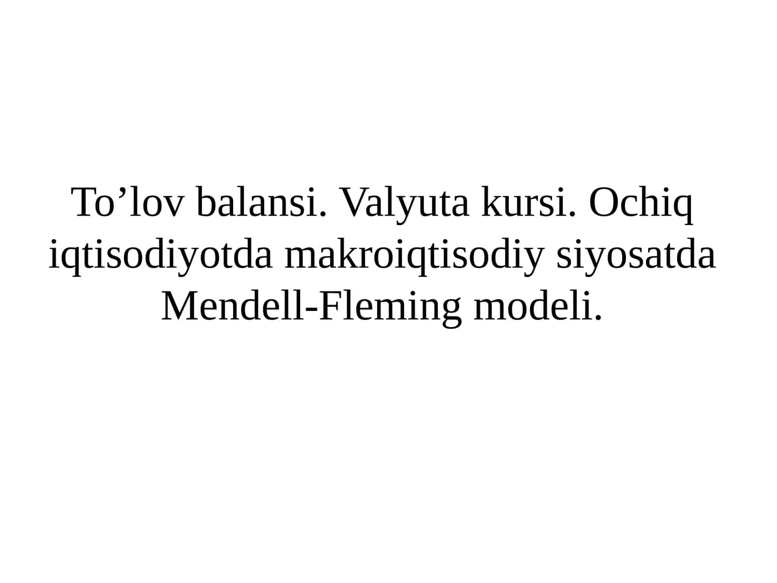 Mendell-Fleming modeli 1