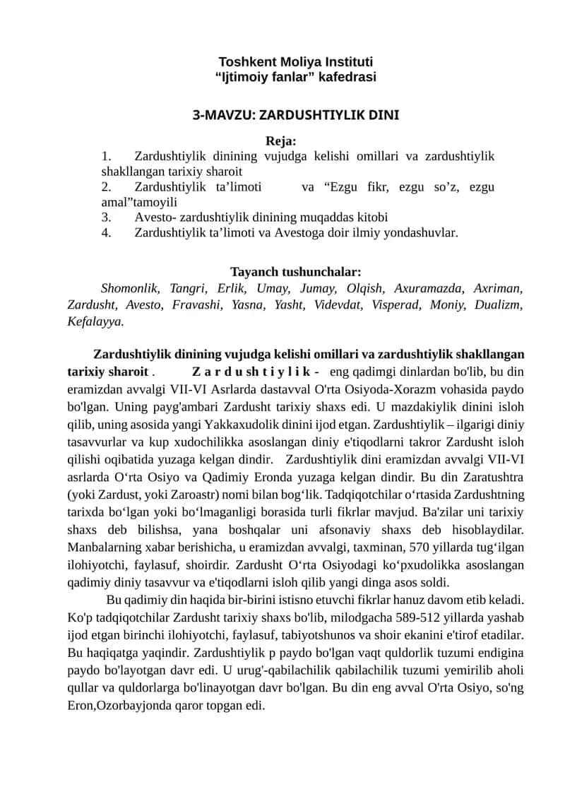 ZARDUSHTIYLIK DINI 1