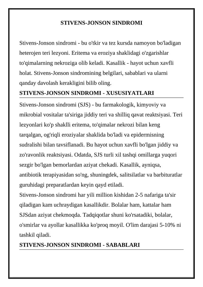STIVENS-JONSON SINDROMI 1