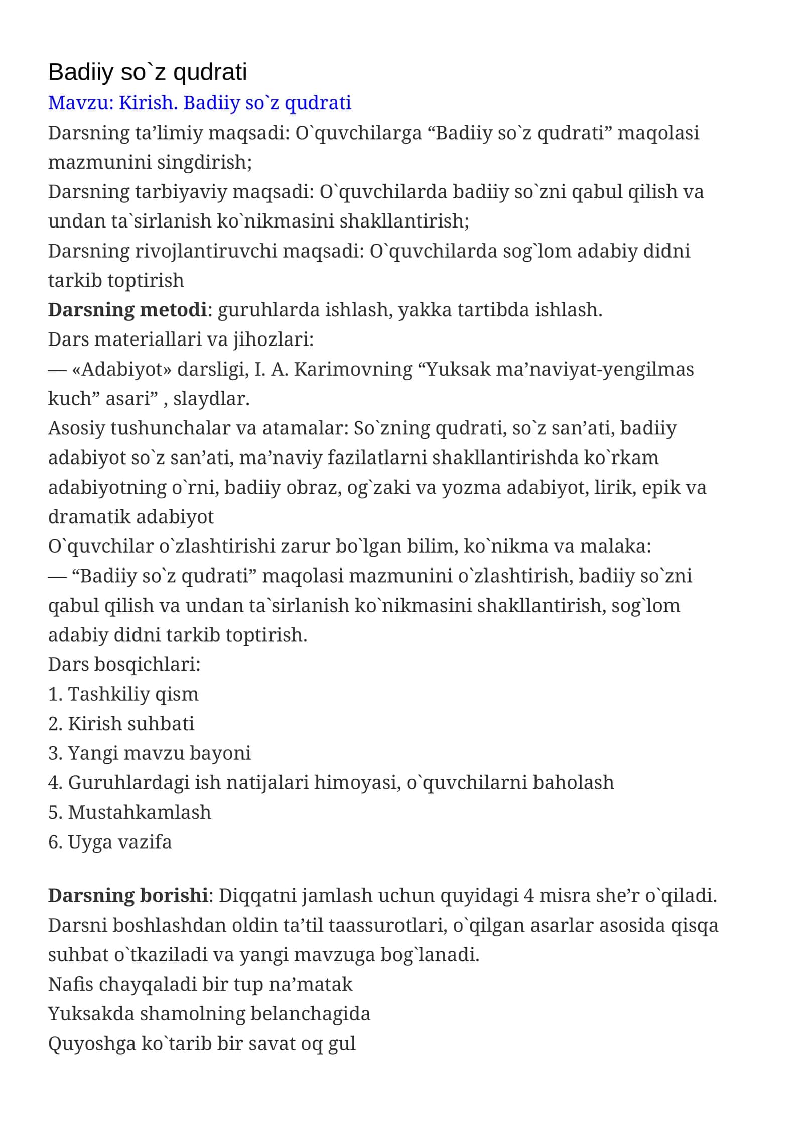 Badiiy so`z qudrati 1