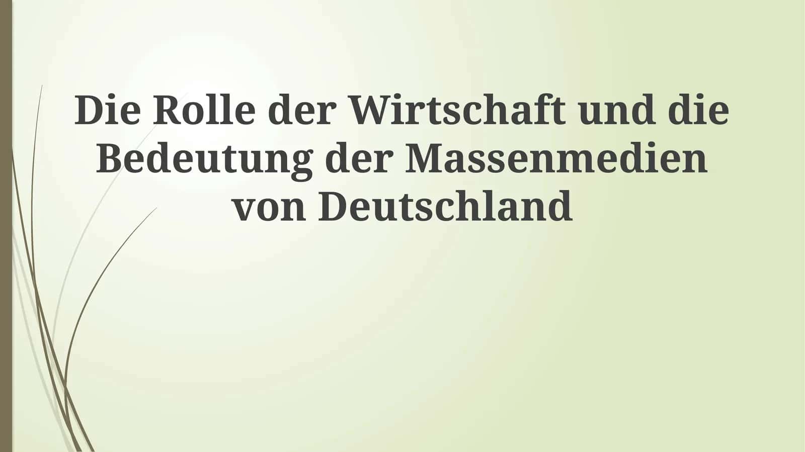 Die Rolle der Wirtschaft und die Bedeutung der Massenmedien von Deutschland 1