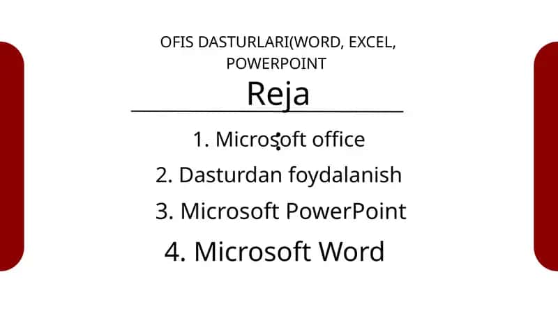 OFIS DASTURLARI(WORD, EXCEL, POWERPOINT 1