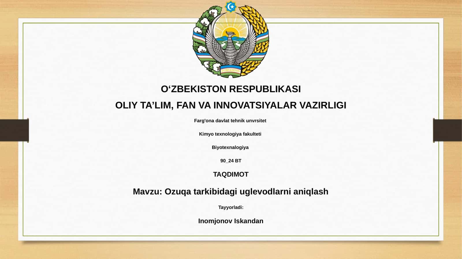 Ozuqa tarkibidagi uglevodlarni aniqlash 1