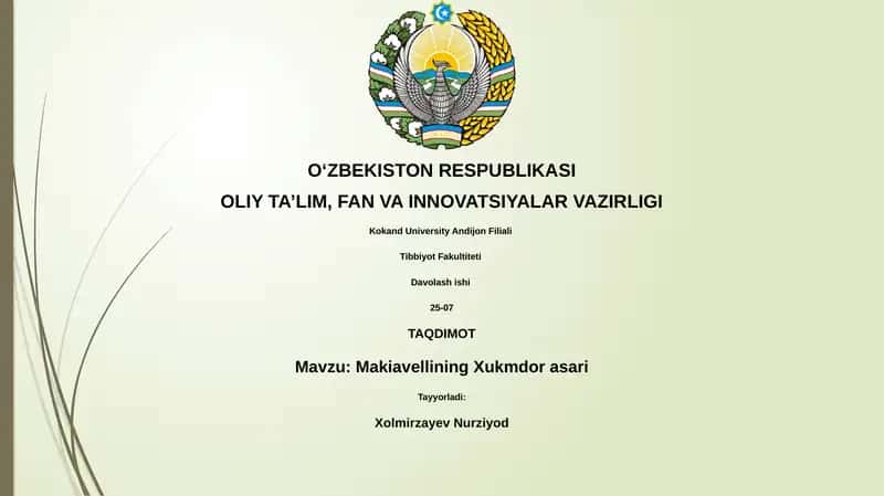 Makiavellining Xukmdor asari 1