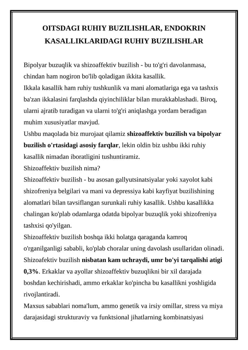 Shizoaffektiv buzilish 1