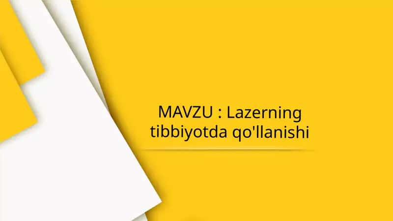Lazerning tibbiyotda qo'llanishi 1