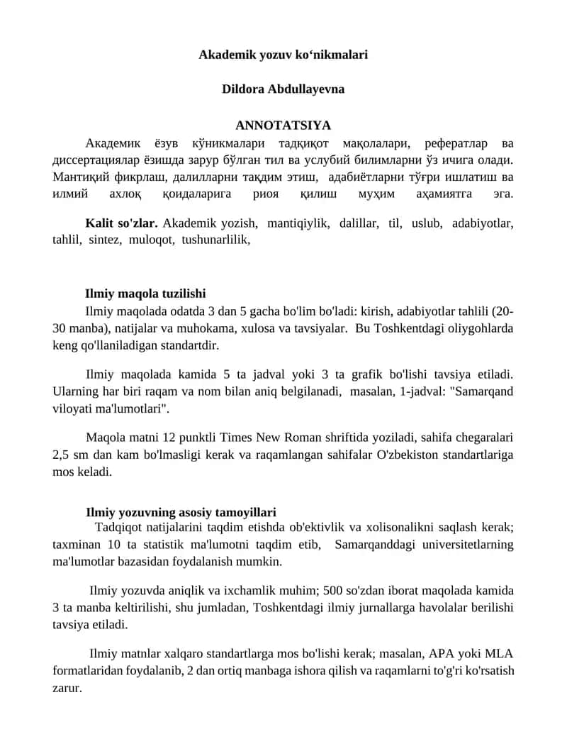 Akademik yozuv koʻnikmalari 1