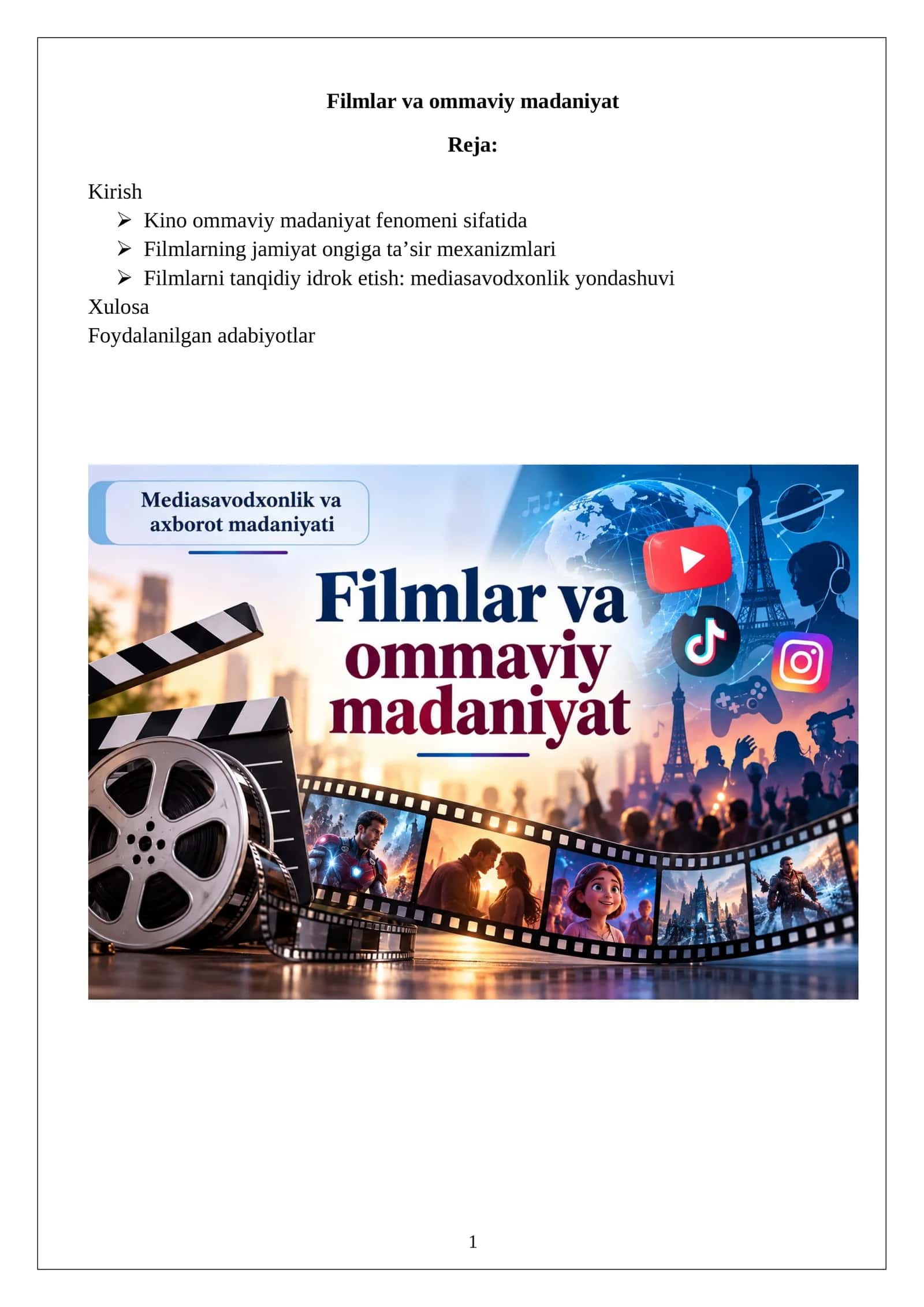 Filmlar va ommaviy madaniyat 1