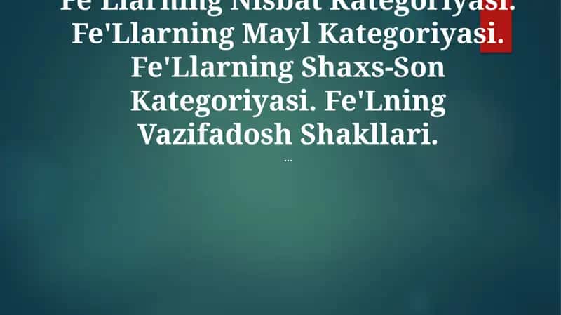 Fe'Llarning Nisbat Kategoriyasi 1