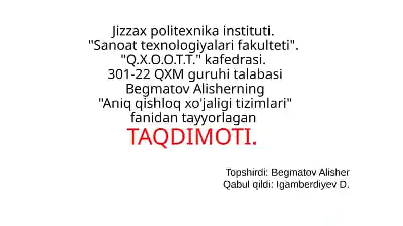 YERNI MASOFADAN ZONDLASH VA UNING TURLARI