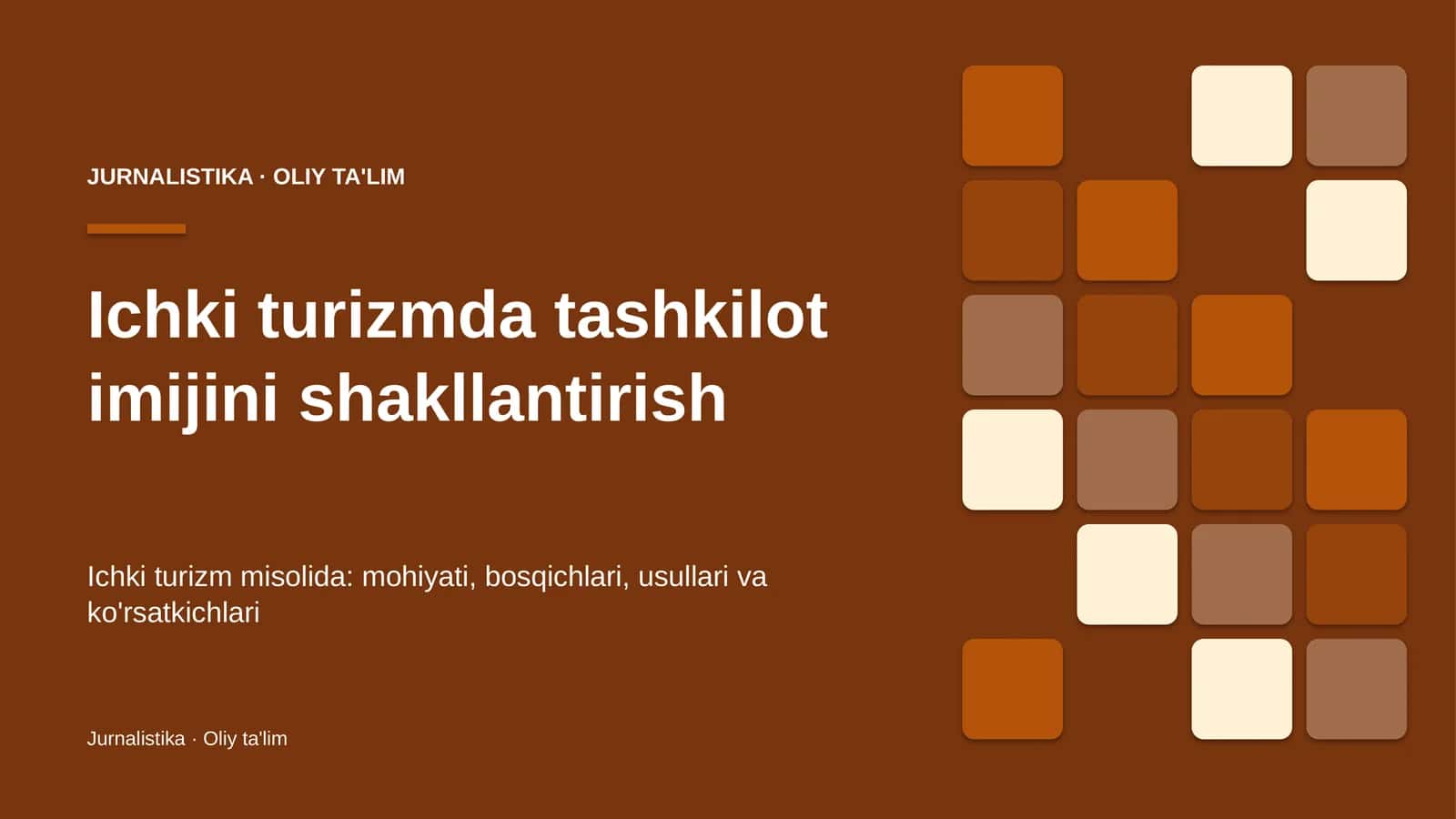 Ichki turizmda tashkilot imijini shakllantirish 1