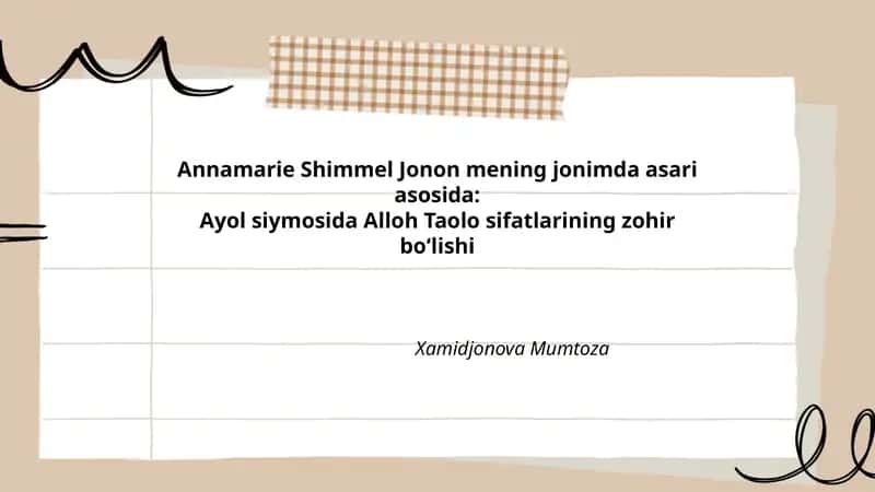 Annamarie Shimmel Jonon mening jonimda asarida 1