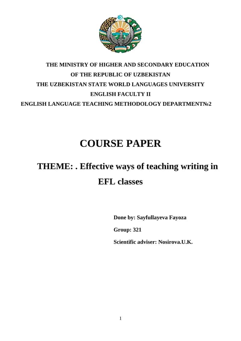 Effective ways of teaching writing in EFL classes 1