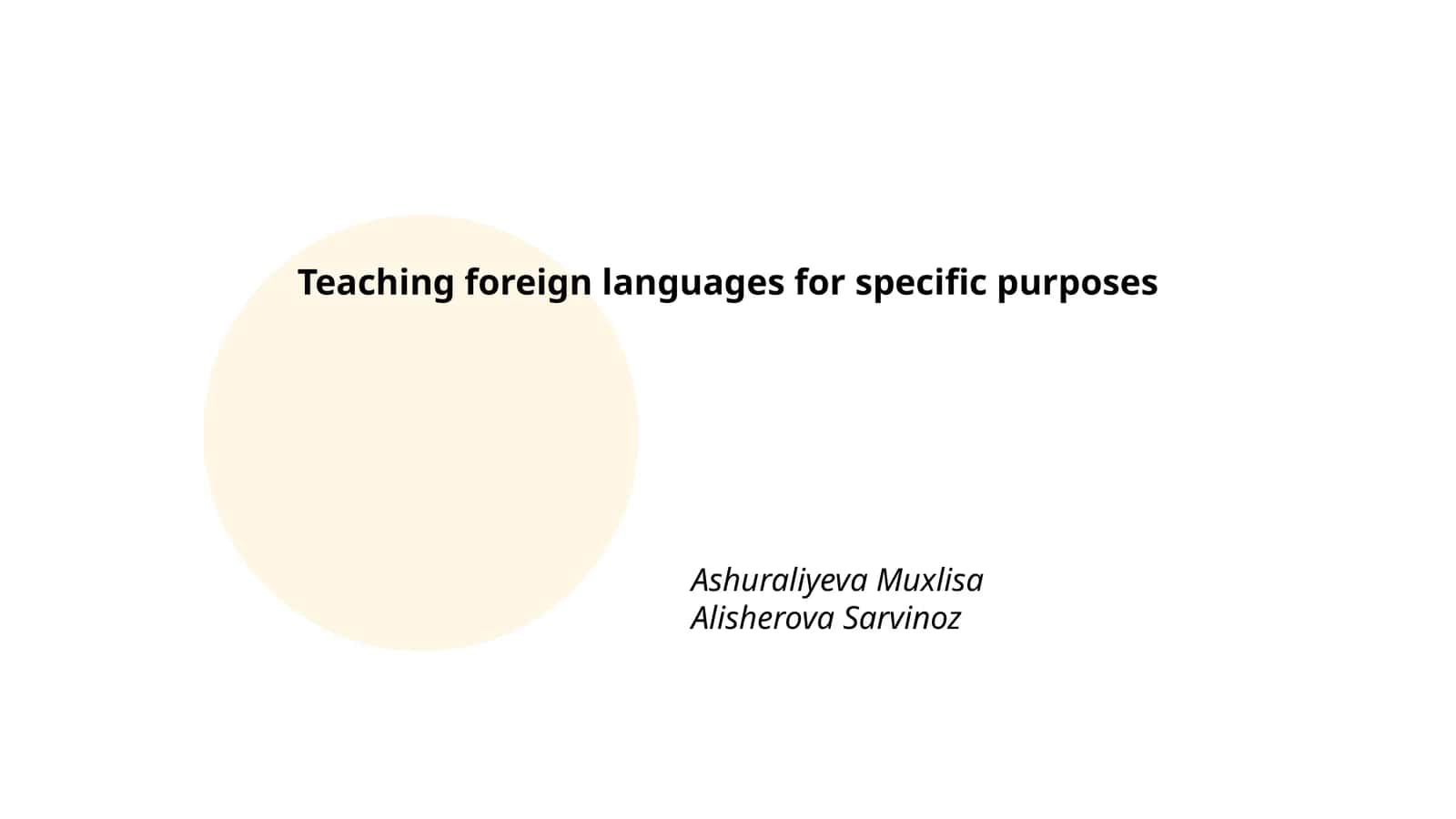 Curriculum Design for Language for Specific Purposes (LSP) 1