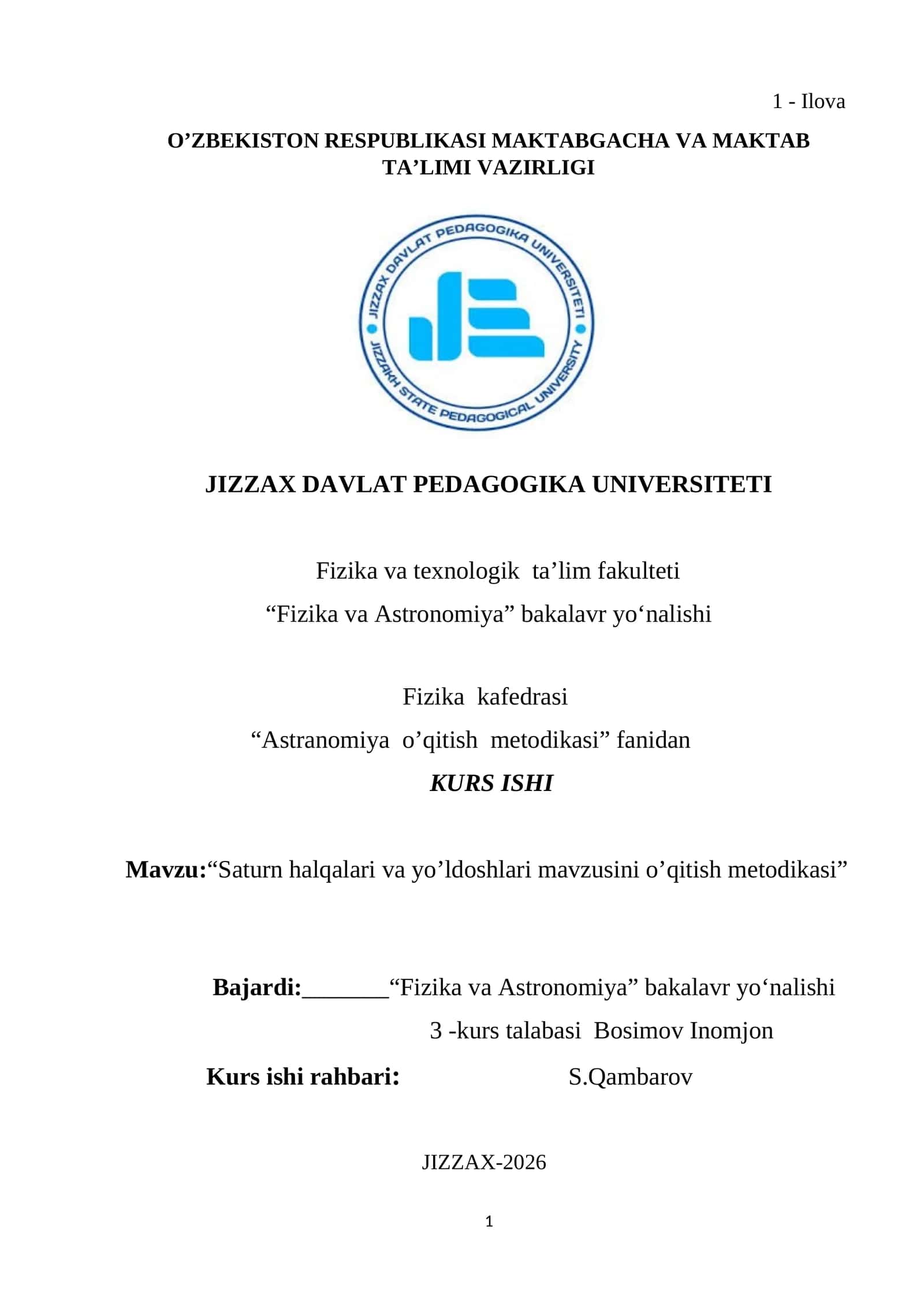 Astranomiya o’qitish metodikasi 1