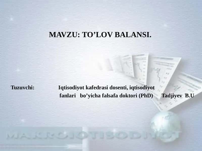 TO’LOV BALANSI 1
