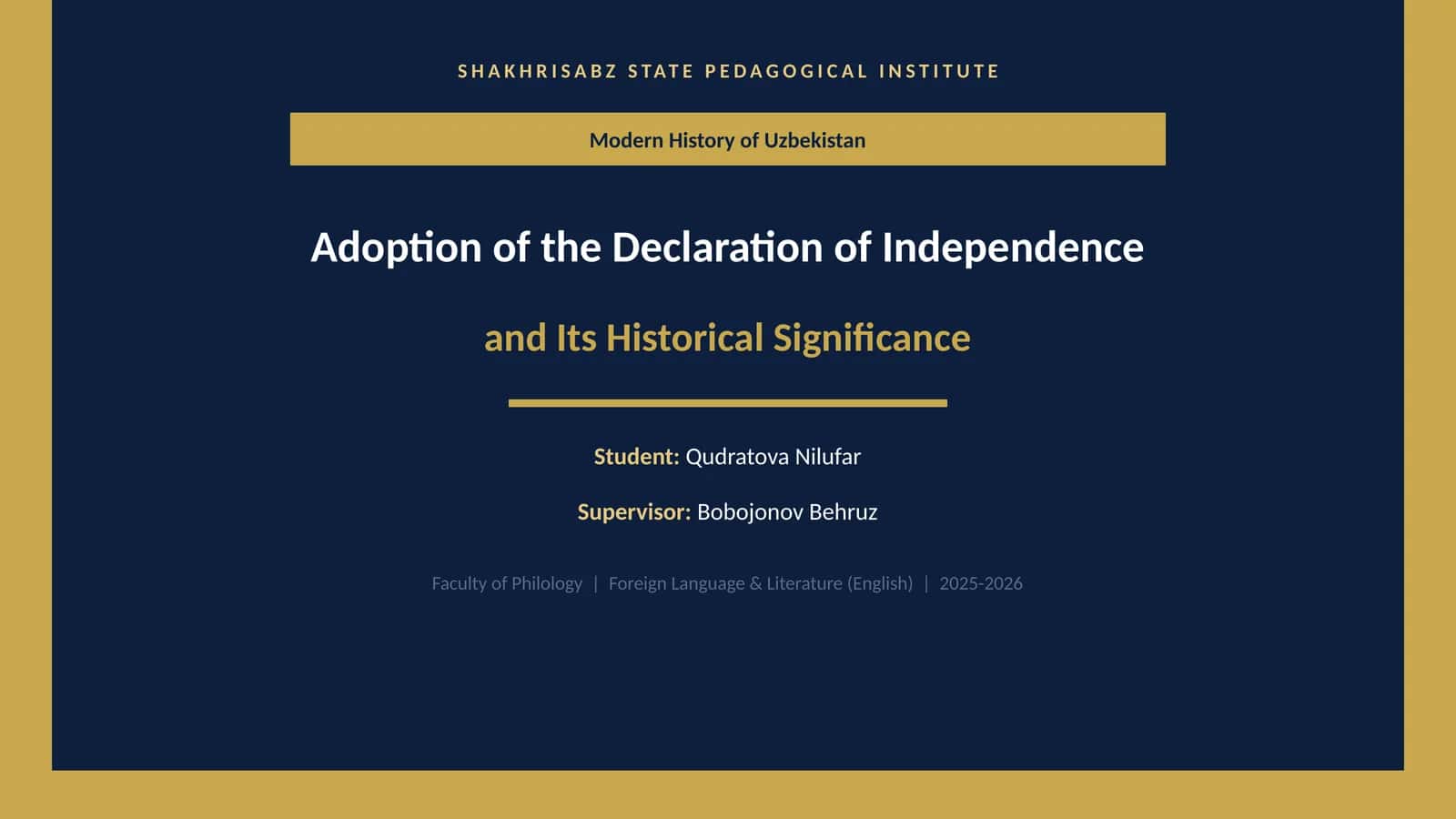 Modern History of Uzbekistan 1