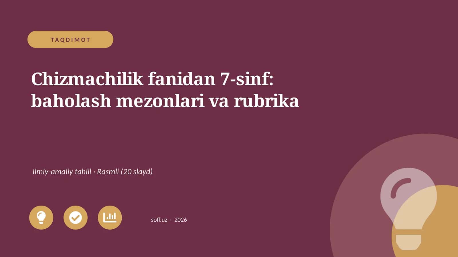 Chizmachilik fanidan 7-sinf: baholash mezonlari va rubrika 1