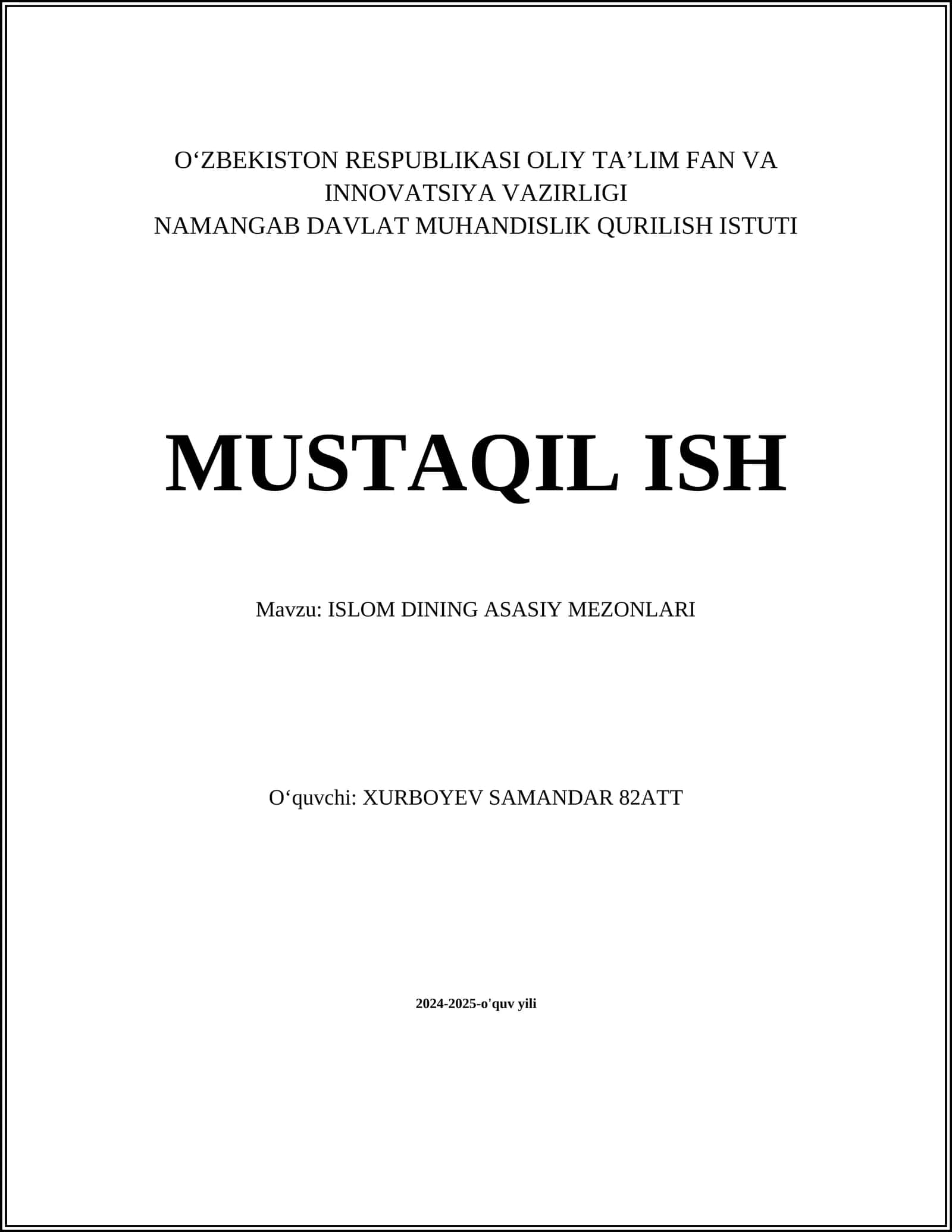 ISLOM DINING ASASIY MEZONLARI 1