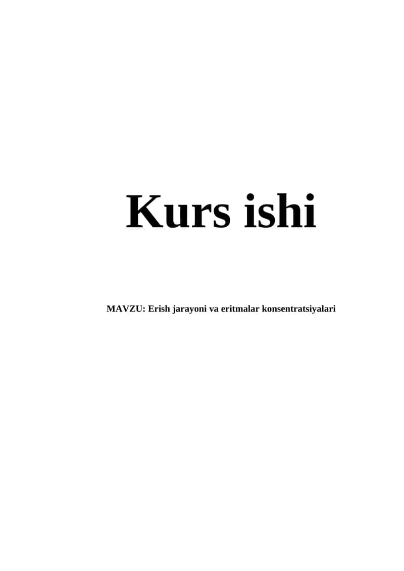 Erish jarayoni va eritmalar konsentratsiyalari