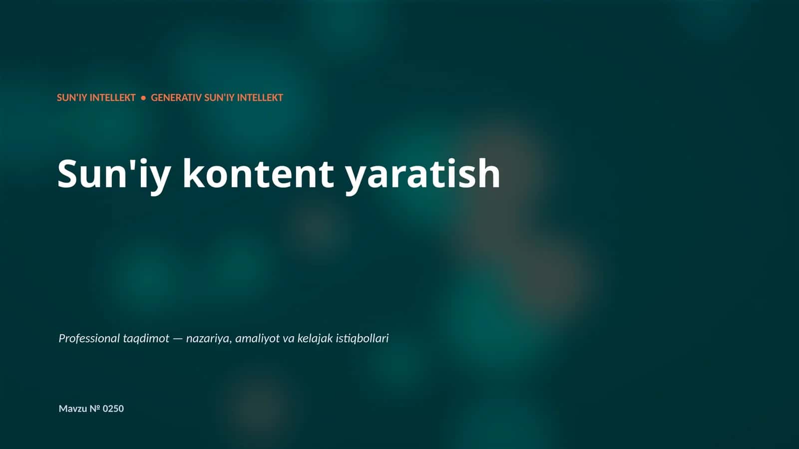 Generativ SUN'IY INTELLEKT 1