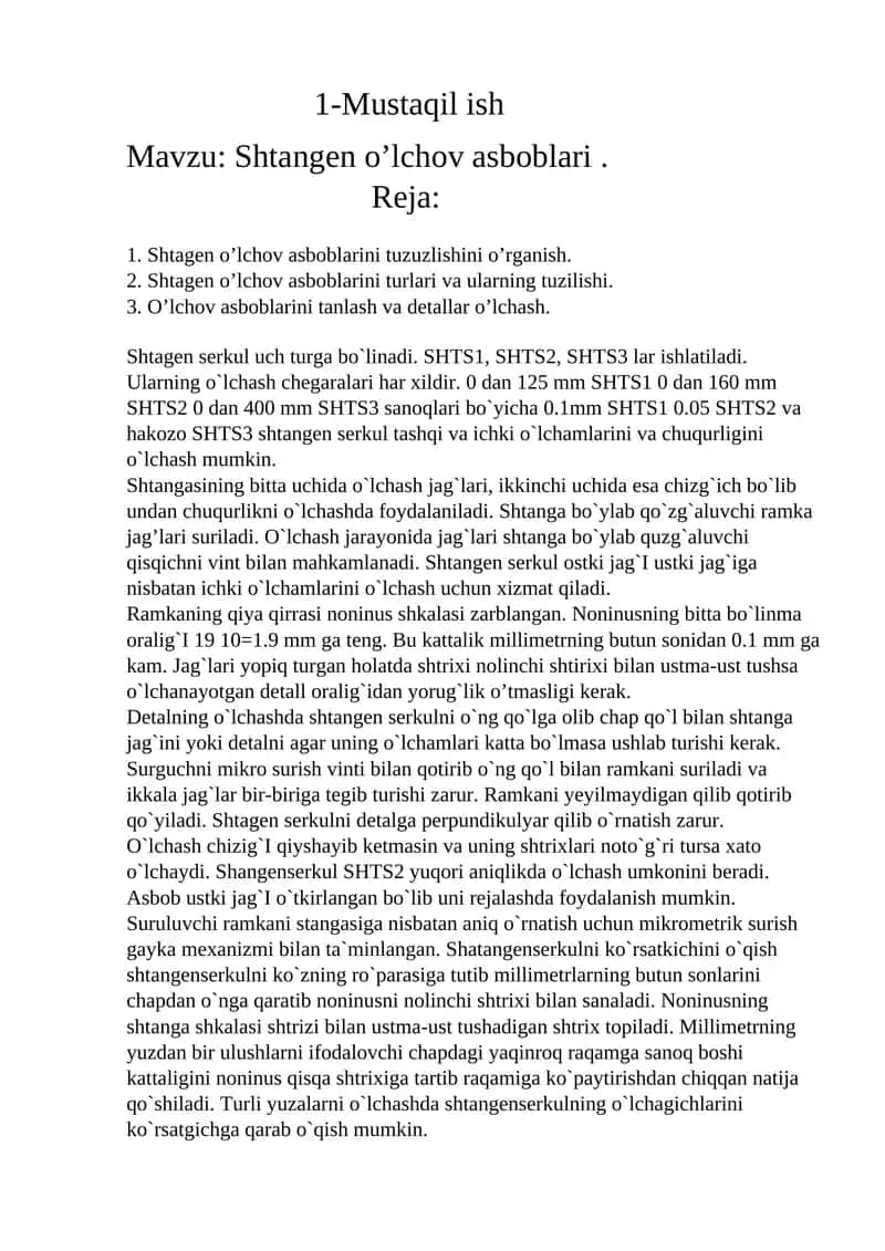 Shtangen o’lchov asboblari 1