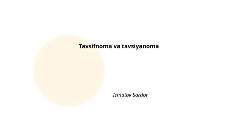 Tavsifnoma va tavsiyanoma 1
