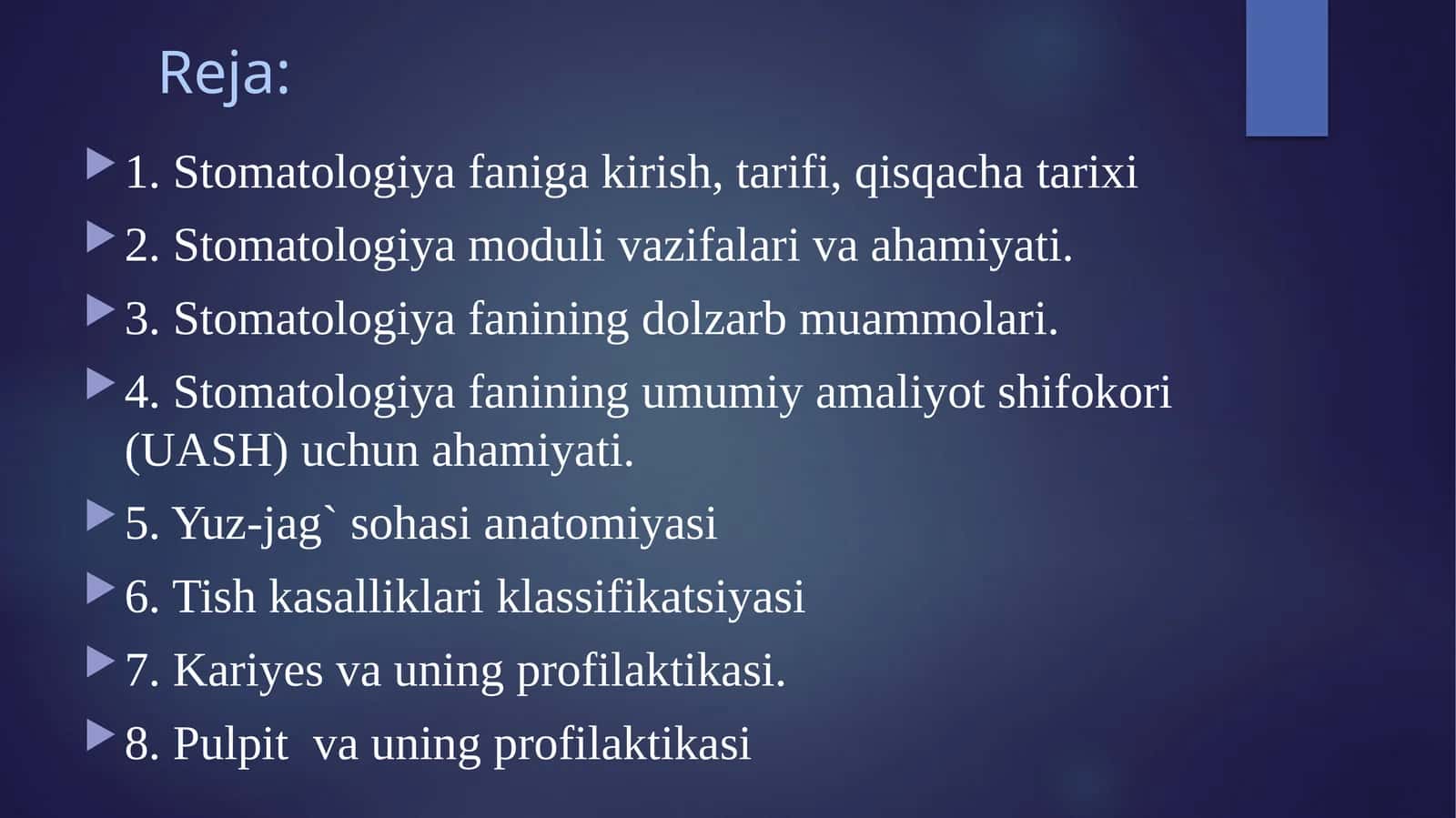 Stomatologiya faniga kirish 1