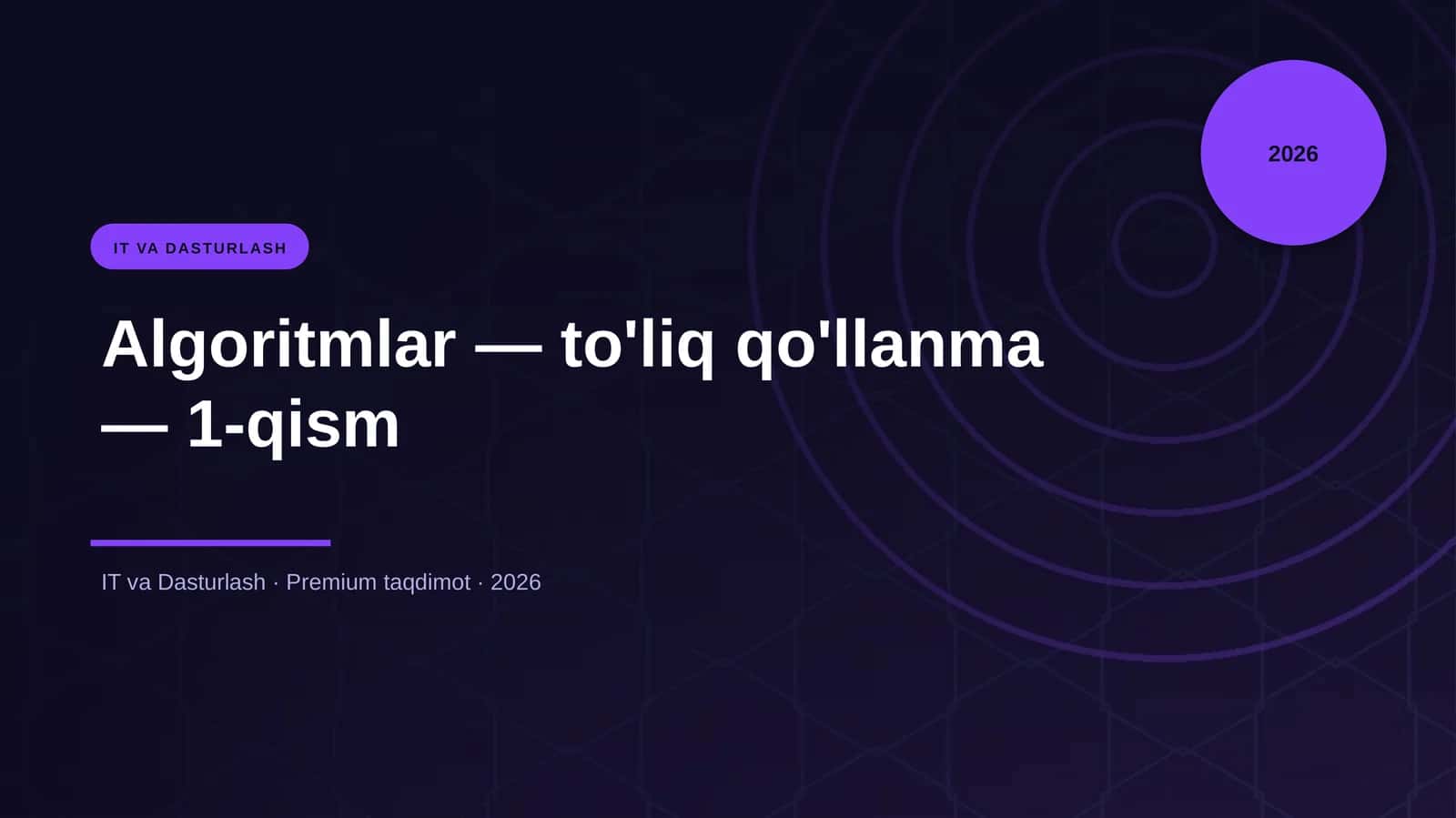 Algoritmlar — to'liq qo'llanma — 1-qism 1