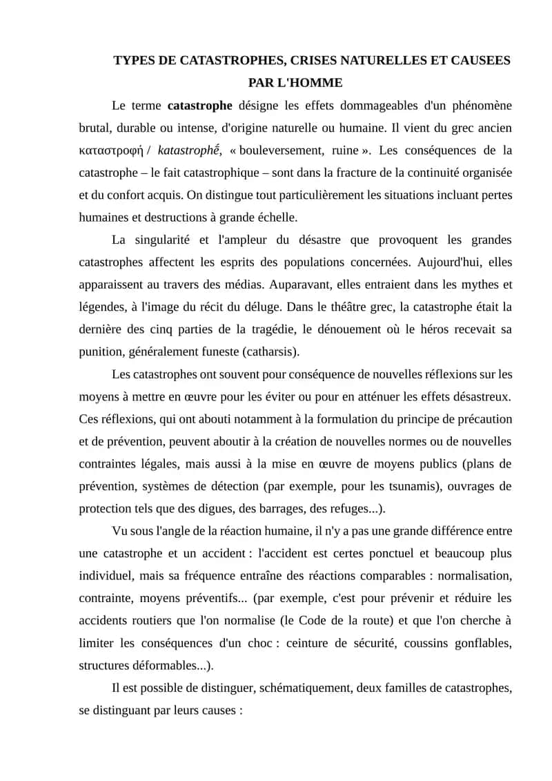 Types de catastrophes 1