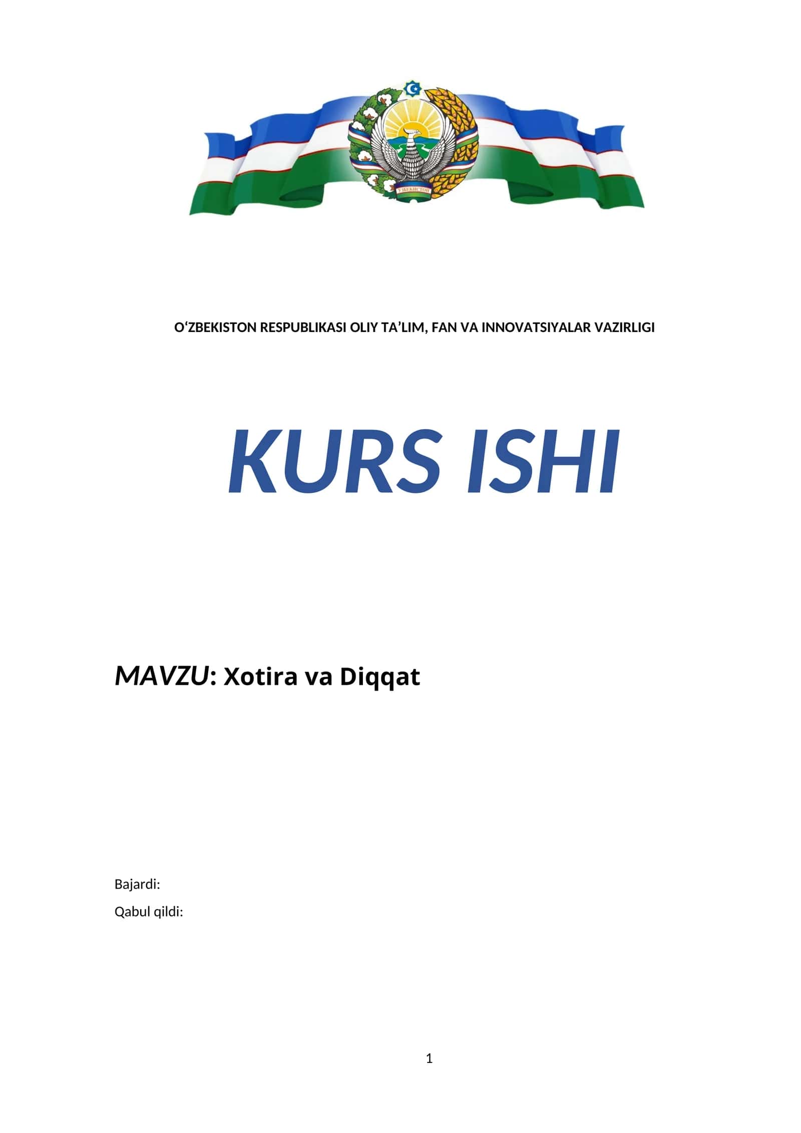 Xotira va Diqqat 1