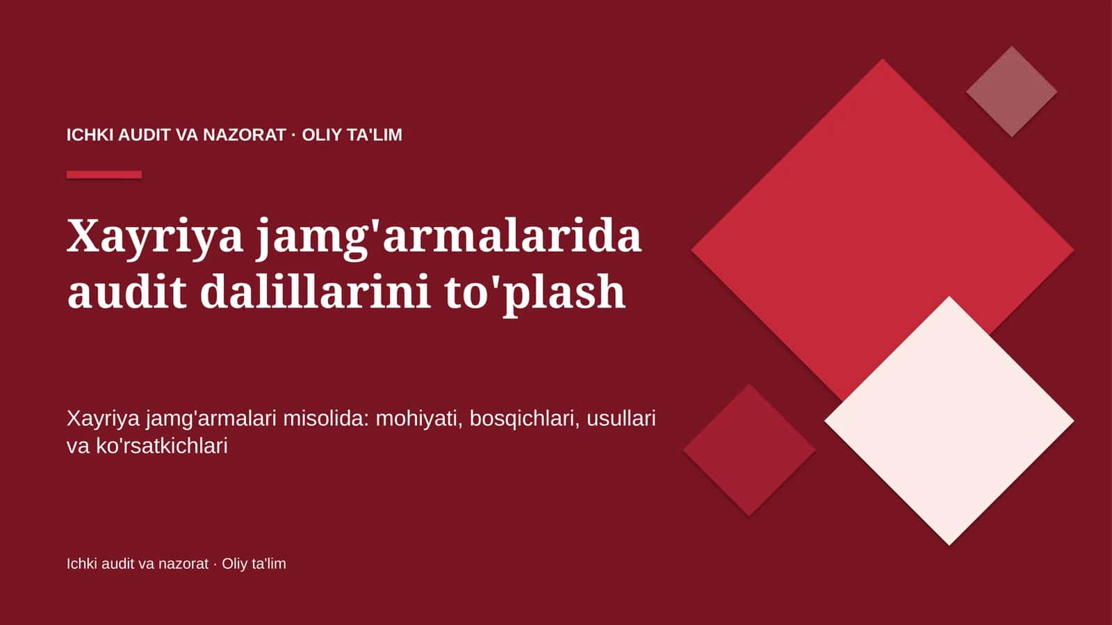 xayriya jamg'armalarida audit dalillarini to'plash 9835 1
